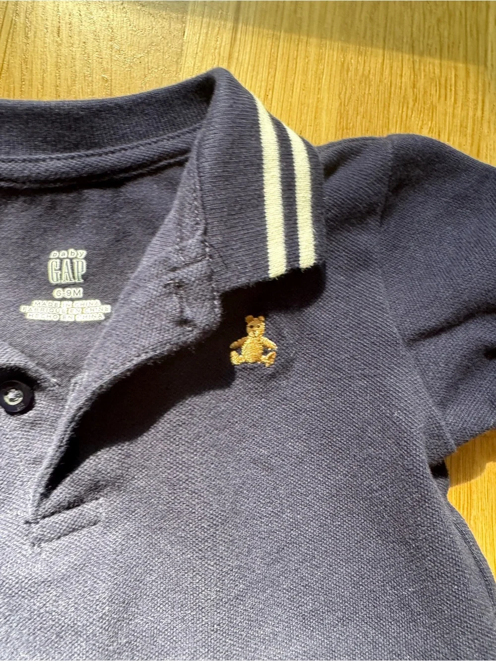 Baby GAP Navy Polo Romper with Cream Trim 6-9 months